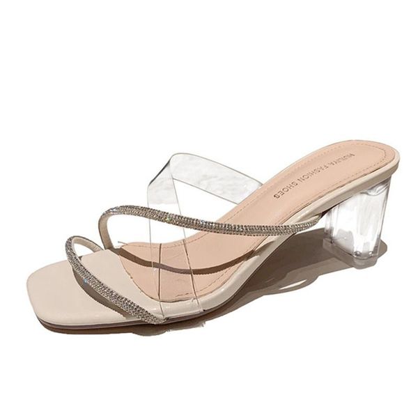 slippers women's shoes 2021 summer transparent high-heeled outer wear fashion crystal, Black
slippers women's shoes 2021 summer transparent high-heeled outer wear fashion crystal, Black