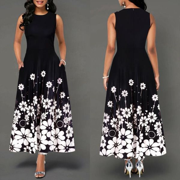sleeveless floral printed fashion womens dresses elegant summer beach loose maxi shirt dress, Black;gray
sleeveless floral printed fashion womens dresses elegant summer beach loose maxi shirt dress, Black;gray