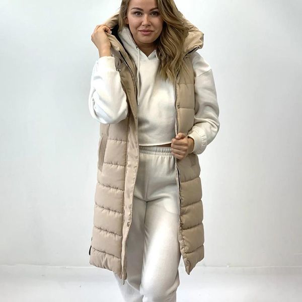 women's vests novalya winter casual hooded women fashion solid side zipper coats elegant straight long cotton female ladies, Black;white
women's vests novalya winter casual hooded women fashion solid side zipper coats elegant straight long cotton female ladies, Black;white