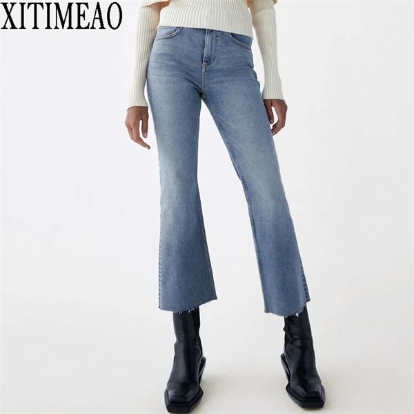 za vintage basic blue jeans women streetwear high waist stretch flare pants joggers trousers fashion ninth 210915
za vintage basic blue jeans women streetwear high waist stretch flare pants joggers trousers fashion ninth 210915