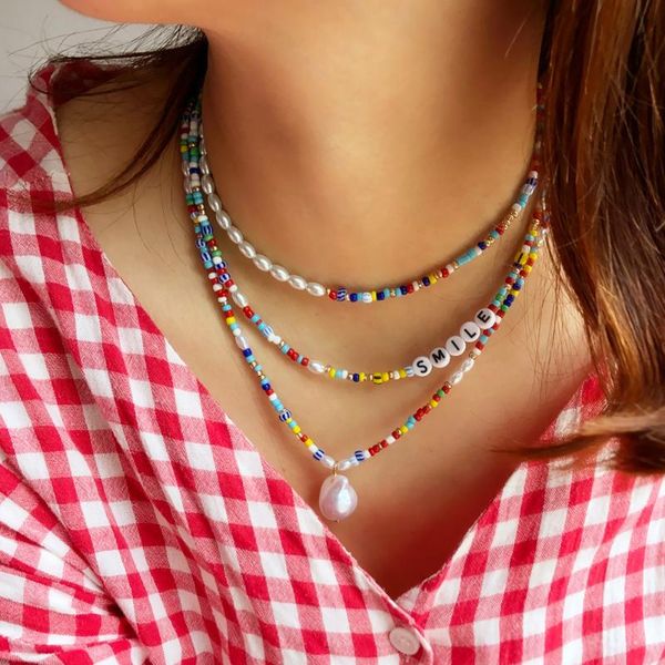 chokers national multi-layer colorful necklace baroque irregular imitation pearl women's acrylic bead letter chain jewelry, Golden;silver
chokers national multi-layer colorful necklace baroque irregular imitation pearl women's acrylic bead letter chain jewelry, Golden;silver
