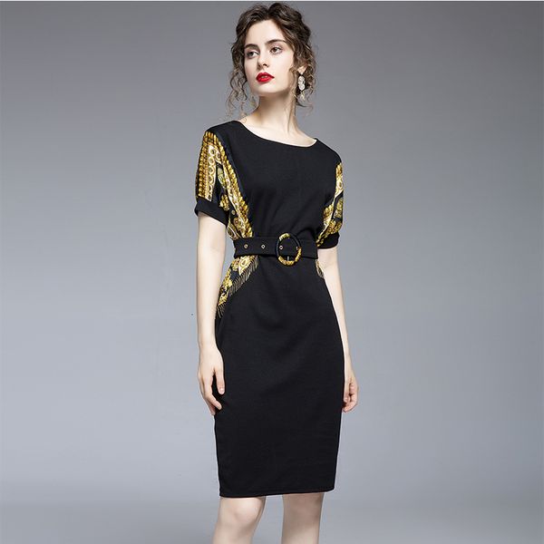 fashion shredded tassels female office dress gold printing ladies batwing elegant short sleeves dressed as a summer k3bx, Black;gray
fashion shredded tassels female office dress gold printing ladies batwing elegant short sleeves dressed as a summer k3bx, Black;gray
