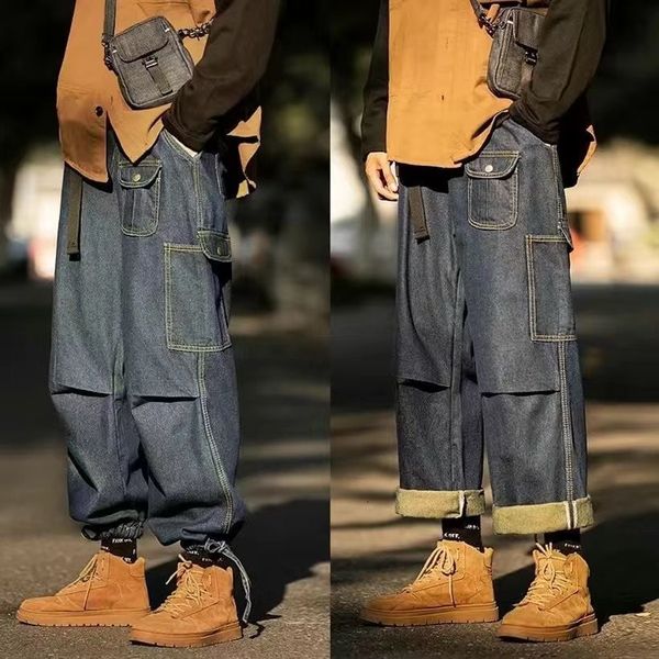 men's jeans men fashion streetwear denim pants oversized loose cargo hip hop wide leg ankle-tied japanese 0xfw, Blue
men's jeans men fashion streetwear denim pants oversized loose cargo hip hop wide leg ankle-tied japanese 0xfw, Blue