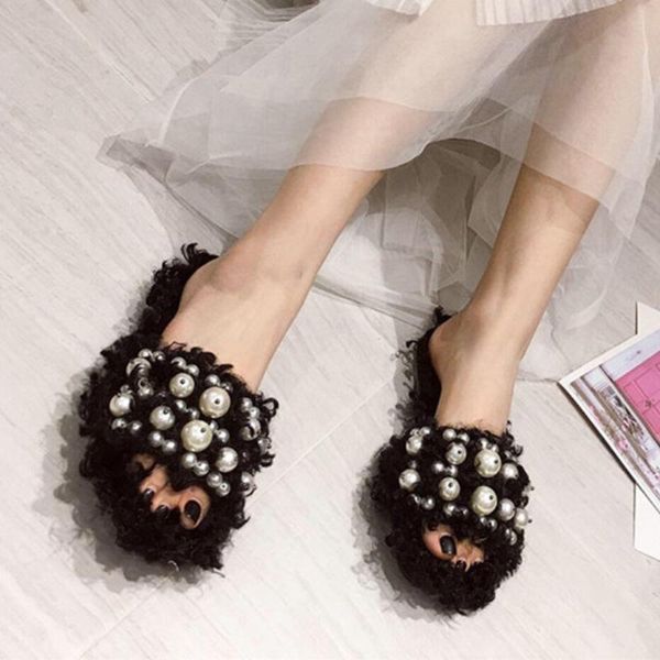 curly wool fur slippers women beads furry flip flops sandalias lambswool pantuflas winter shoes woman pearl lamb slides 2021, Black
curly wool fur slippers women beads furry flip flops sandalias lambswool pantuflas winter shoes woman pearl lamb slides 2021, Black