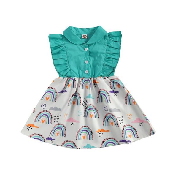 girl's dresses toddler baby girls princess dress doll collar ruffle sleeveless buttons rainbow printed patchwork sundress, Red;yellow
girl's dresses toddler baby girls princess dress doll collar ruffle sleeveless buttons rainbow printed patchwork sundress, Red;yellow