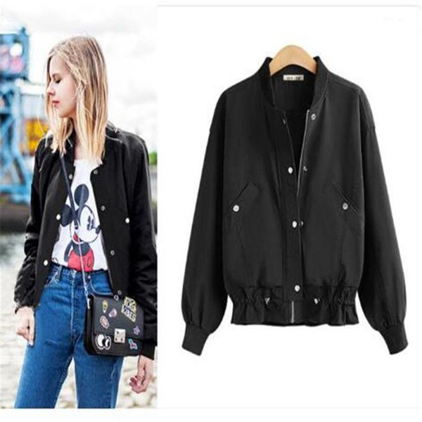 women's jackets european american spring autumn all-match drawstring short jacket fashion loose baseball uniform coat, Black;brown
women's jackets european american spring autumn all-match drawstring short jacket fashion loose baseball uniform coat, Black;brown