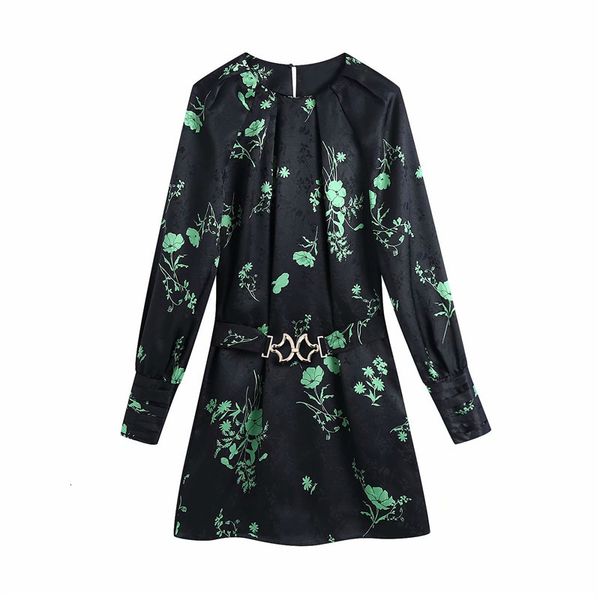 casual dresses women fashion green flower print za black mini dress chic lady elegant elastic high waist with blet o-neck short 4o, Black;gray
casual dresses women fashion green flower print za black mini dress chic lady elegant elastic high waist with blet o-neck short 4o, Black;gray
