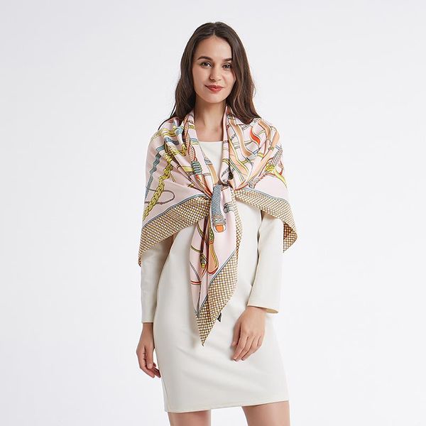 scarves twill silk women scarf 130*130 cm euro design colorful chain print square brand quality gift large fashion shawls, Blue;gray
scarves twill silk women scarf 130*130 cm euro design colorful chain print square brand quality gift large fashion shawls, Blue;gray