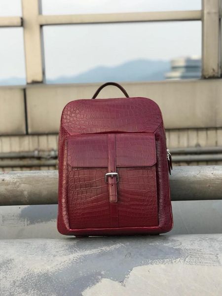 backpack 100% genuine real crocodile belly skin red bag mawater dyeing high end quality fashion
backpack 100% genuine real crocodile belly skin red bag mawater dyeing high end quality fashion