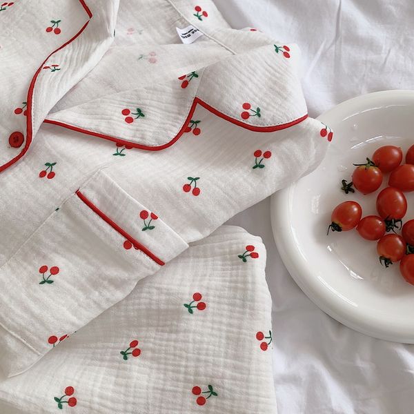 women cotton long sleeve pajamase set cherry home clothes lapel collar pocket shirts pants 2 piece set sleepwear home set y112, Black;red
women cotton long sleeve pajamase set cherry home clothes lapel collar pocket shirts pants 2 piece set sleepwear home set y112, Black;red