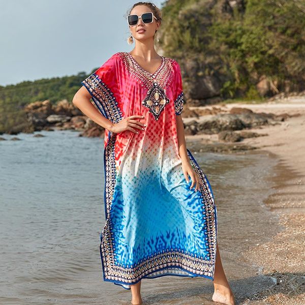 women's swimwear 2021 print long beach dress coverups for women swimsuit cover up sarongs kaftan, White;black
women's swimwear 2021 print long beach dress coverups for women swimsuit cover up sarongs kaftan, White;black