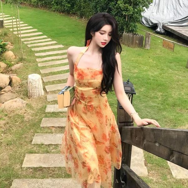 midi floral halter slip women dress summer vintage painting flowers backless casual party night vacation runway vestidos, Black;gray
midi floral halter slip women dress summer vintage painting flowers backless casual party night vacation runway vestidos, Black;gray