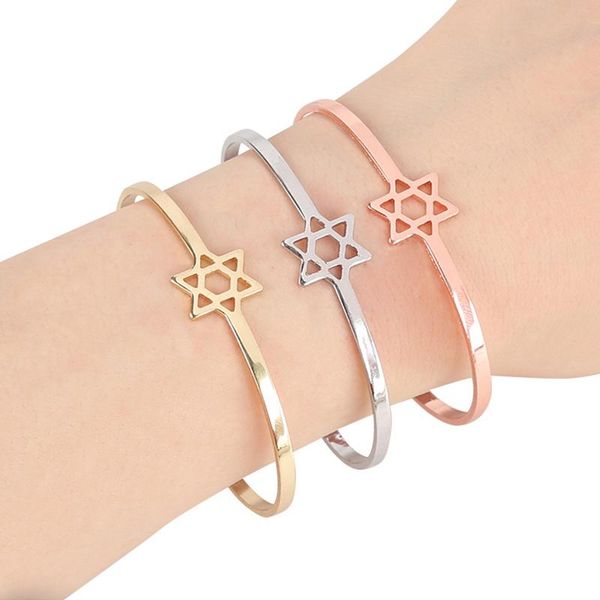 link, chain fashion simple hexameron star opening bracelet creative 3-color geometric accessories elegant women's party jewelry, Black
link, chain fashion simple hexameron star opening bracelet creative 3-color geometric accessories elegant women's party jewelry, Black