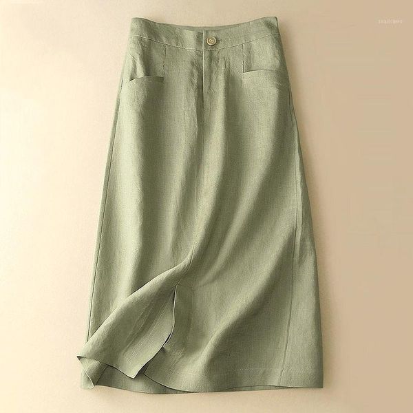 cotton linen green women skirts summer vintage solid empire knee-length office lady all match clothing quality, Black
cotton linen green women skirts summer vintage solid empire knee-length office lady all match clothing quality, Black