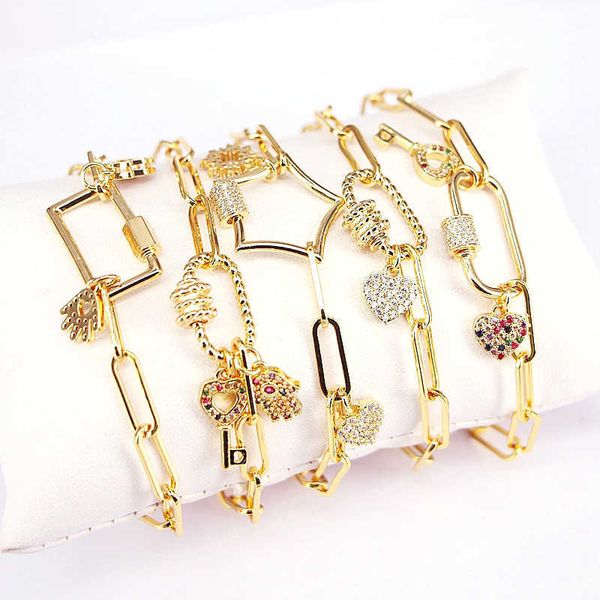 5pcs handmade fashion jewelry carabiner bracelet, cz micro pave screw clasp bracelet cz micro pave chain link bracelets 210619, Black
5pcs handmade fashion jewelry carabiner bracelet, cz micro pave screw clasp bracelet cz micro pave chain link bracelets 210619, Black
