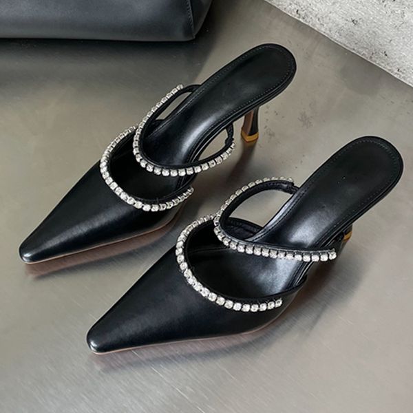 2021 women slippers fashion thin high heels sandals slippers shoes for woman luxury rhinestone female mules heel slides, Black
2021 women slippers fashion thin high heels sandals slippers shoes for woman luxury rhinestone female mules heel slides, Black