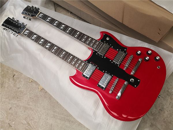 factory custom double neck 1275 electric guitar 6+12 strings, red guitar,chrome hardware,hh pickups,rosewood fretboard
factory custom double neck 1275 electric guitar 6+12 strings, red guitar,chrome hardware,hh pickups,rosewood fretboard
