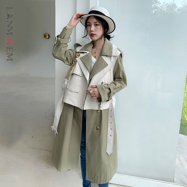 women's autumn double-breasted removable vest color block patchwork pu leather trench coat mid-length jackets 210507, Black
women's autumn double-breasted removable vest color block patchwork pu leather trench coat mid-length jackets 210507, Black