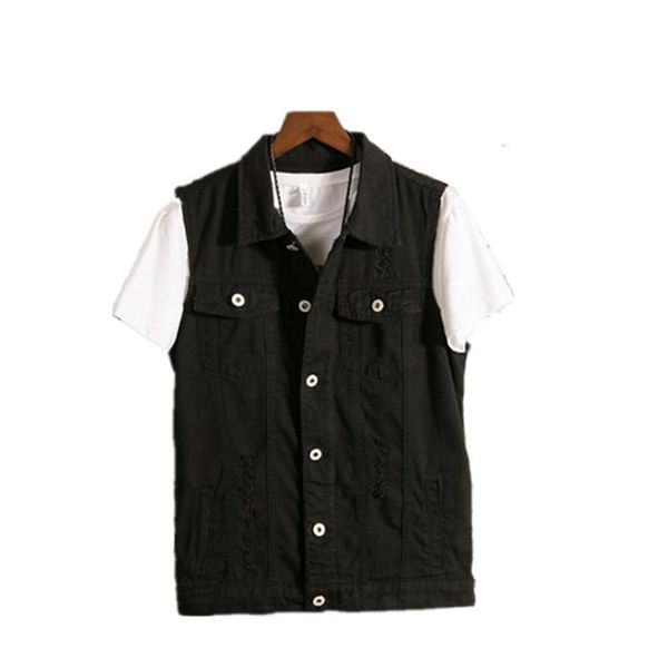 men's vests 6xl 2021 plus size denim vest mens sleeveless jackets fashion washed jeans waistcoat for tank cowboy male ripped jacket, Black;white
men's vests 6xl 2021 plus size denim vest mens sleeveless jackets fashion washed jeans waistcoat for tank cowboy male ripped jacket, Black;white
