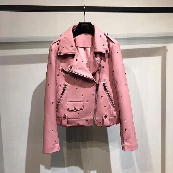 women's leather & faux autumn 2022 genuine sheepskin womens biker jacket high street zippers turn-down collar elegant casual outerwear, Black
women's leather & faux autumn 2022 genuine sheepskin womens biker jacket high street zippers turn-down collar elegant casual outerwear, Black