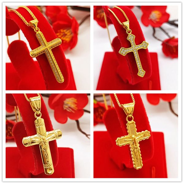 classic crucifix cross pendant chain with tiny zircon yellow gold filled women men jewelry gift, Silver
classic crucifix cross pendant chain with tiny zircon yellow gold filled women men jewelry gift, Silver