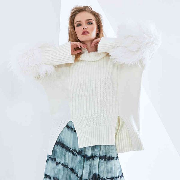 tees patchwork fur sweater for women turtleneck long sleeve split korean casual knitted pullovers female 2021 spring, White
tees patchwork fur sweater for women turtleneck long sleeve split korean casual knitted pullovers female 2021 spring, White