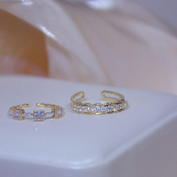 cluster rings korean trendy exquisite dazzling zircon inlaid adjustable cute small luxury crystal ring women fashion jewelry, Golden;silver
cluster rings korean trendy exquisite dazzling zircon inlaid adjustable cute small luxury crystal ring women fashion jewelry, Golden;silver