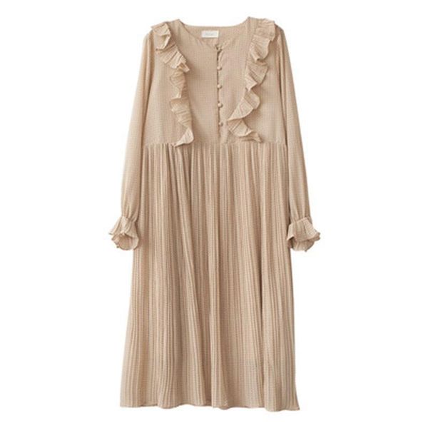 casual dresses chiffon floral dress women 2021 spring korean ruffled long pleated with sleeves female loose beach f156, Black;gray
casual dresses chiffon floral dress women 2021 spring korean ruffled long pleated with sleeves female loose beach f156, Black;gray