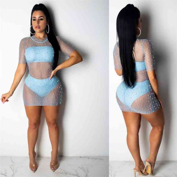 omsj women summer beach swimwear see-through mesh pearl beading club dress fashion short sleeve bodycon mini dresses 210517, Black;gray
omsj women summer beach swimwear see-through mesh pearl beading club dress fashion short sleeve bodycon mini dresses 210517, Black;gray