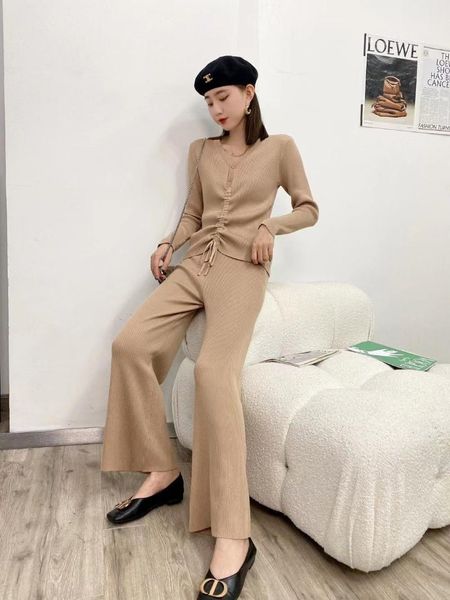 women's two piece pants autumn lady drawstring folds thin knit v-neck pullover slim straight versatile comfortable trousers two-piece s, White
women's two piece pants autumn lady drawstring folds thin knit v-neck pullover slim straight versatile comfortable trousers two-piece s, White