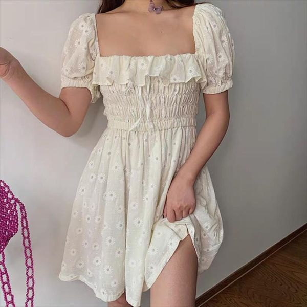 ruffles puffed sleeves womens dresses square neck bow slim waist floral summer girls princess pleated, Black;gray
ruffles puffed sleeves womens dresses square neck bow slim waist floral summer girls princess pleated, Black;gray