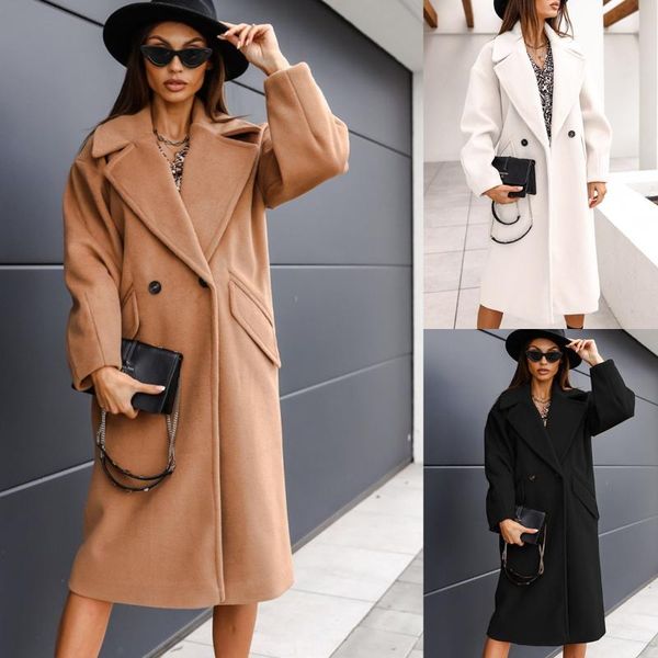 women's wool & blends winter coat 2021 double breasted suit collar england style solid color long woolen vintage clothes for women, Black
women's wool & blends winter coat 2021 double breasted suit collar england style solid color long woolen vintage clothes for women, Black