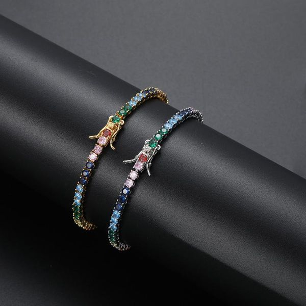 link, chain 3mm wide hip hop bling iced out 1 row multicolor cz stone tennis link bracelets for women men rapper jewelry drop, Black
link, chain 3mm wide hip hop bling iced out 1 row multicolor cz stone tennis link bracelets for women men rapper jewelry drop, Black