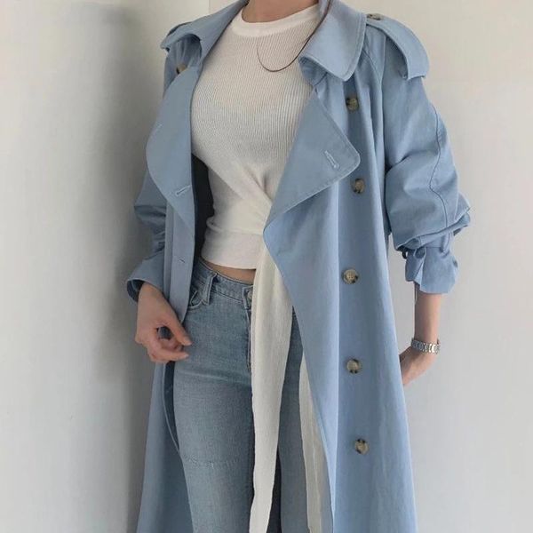 women's trench coats autumn winter elegant double breasted women long sleeve loose belted split female blue windbreaker, Tan;black
women's trench coats autumn winter elegant double breasted women long sleeve loose belted split female blue windbreaker, Tan;black