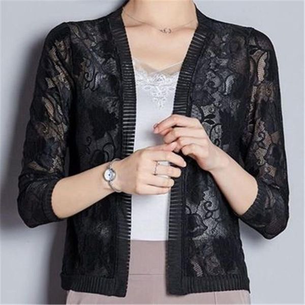 women's jackets est hollow out lace jacket women 2021 spring summer plus size thin vintage three quarter sleeve sunscreen short shawl c, Black;brown
women's jackets est hollow out lace jacket women 2021 spring summer plus size thin vintage three quarter sleeve sunscreen short shawl c, Black;brown