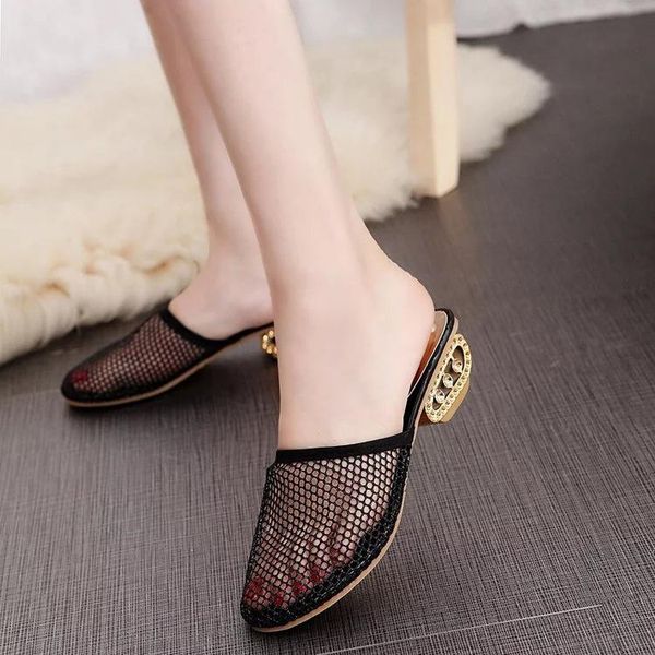 mesh slippers women shoes summer low heel round toe mules female slides breathable large size 42 43, Black
mesh slippers women shoes summer low heel round toe mules female slides breathable large size 42 43, Black