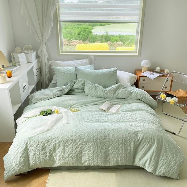 bedding sets green washed cotton duvet cover farmhouse pleated seersucker girls bedroom set 4pcs bed sheet pillowcase soft breathable
bedding sets green washed cotton duvet cover farmhouse pleated seersucker girls bedroom set 4pcs bed sheet pillowcase soft breathable