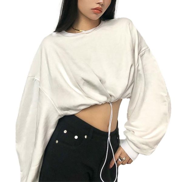 women coat solid pullover sweater long lantern sleeve round neck adjustable inner waist drawsring fashionable energetic women's jacket, Black;brown
women coat solid pullover sweater long lantern sleeve round neck adjustable inner waist drawsring fashionable energetic women's jacket, Black;brown