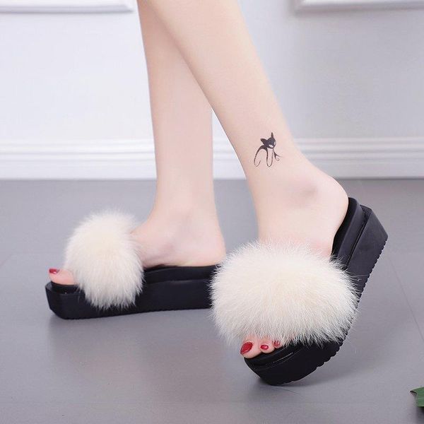 slippers fur platform sandals women thick sole summer elegant outdoor open toe slides mujer 2021, Black
slippers fur platform sandals women thick sole summer elegant outdoor open toe slides mujer 2021, Black