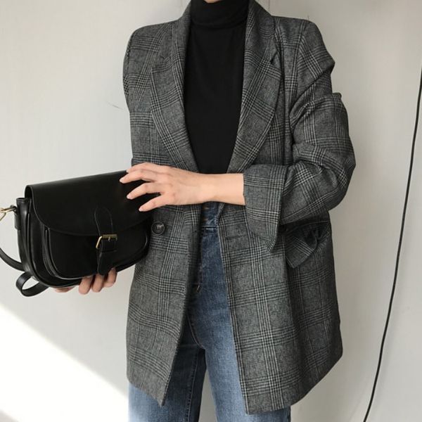 jackets women new winter spring women's plaid double breasted pockets formal jackets checkered outerwear 210422, Black;brown
jackets women new winter spring women's plaid double breasted pockets formal jackets checkered outerwear 210422, Black;brown