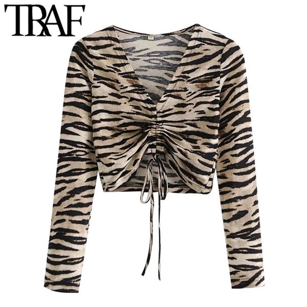 traf women fashion with drawstring animal print cropped blouses vintage v neck long sleeve female shirts chic 210719, White
traf women fashion with drawstring animal print cropped blouses vintage v neck long sleeve female shirts chic 210719, White