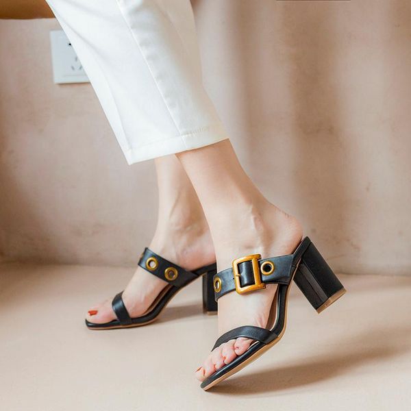 slippers genuine leather slipper fashion slip-on comfortable square heel special shoes explosion sandals, Black
slippers genuine leather slipper fashion slip-on comfortable square heel special shoes explosion sandals, Black