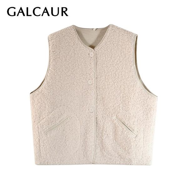 women's vests galcaur lambswool vest for women v neck sleeveless oversized pockets loose thick casual female 2021 autumn clothing style, Black;white
women's vests galcaur lambswool vest for women v neck sleeveless oversized pockets loose thick casual female 2021 autumn clothing style, Black;white