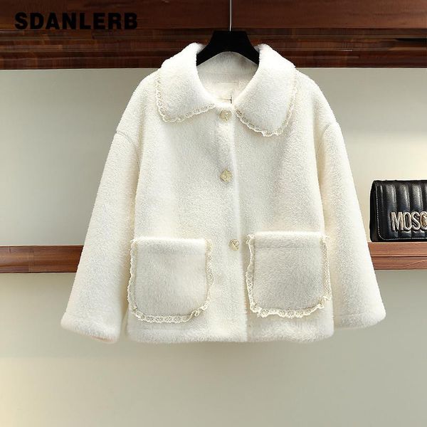 women's wool & blends imitation mink coat autumn winter lace edge doll collar woolen female solid color short overcoat, Black
women's wool & blends imitation mink coat autumn winter lace edge doll collar woolen female solid color short overcoat, Black