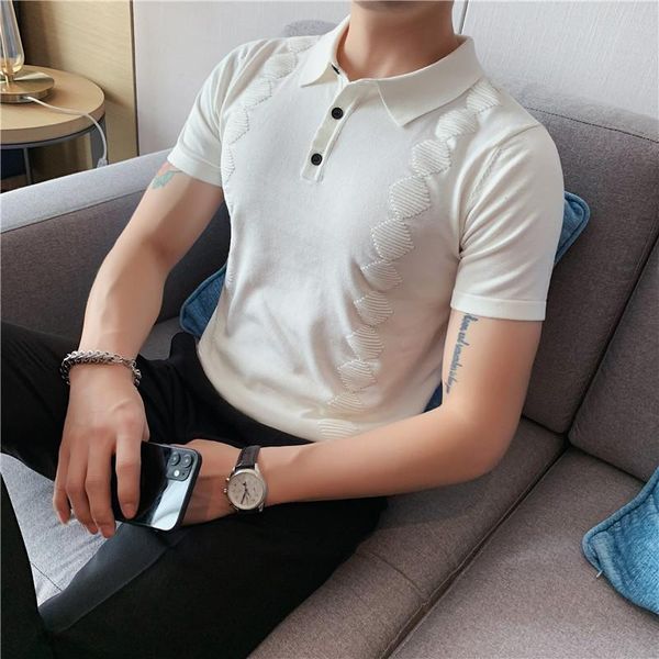 men's polos 2021 summer short sleeve ice silk men shirts business fashion turn down collar slim fit casual knitted tee shirt homme 3xl, White;black
men's polos 2021 summer short sleeve ice silk men shirts business fashion turn down collar slim fit casual knitted tee shirt homme 3xl, White;black