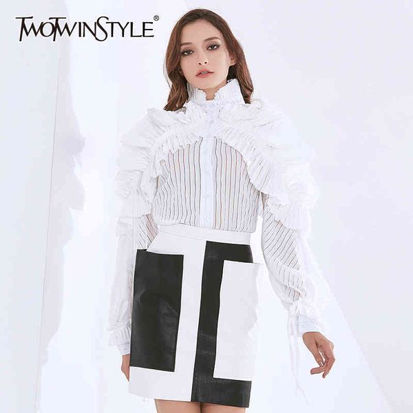 patchwork ruffle shirts for women stand collar lantern long sleeve striped blouses female autumn clothing 210524, White
patchwork ruffle shirts for women stand collar lantern long sleeve striped blouses female autumn clothing 210524, White