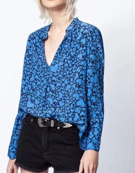 women's blouses & shirts women heart printed v-neck blue 100% viscose blouse long sleeve summer fashion shirt, White
women's blouses & shirts women heart printed v-neck blue 100% viscose blouse long sleeve summer fashion shirt, White
