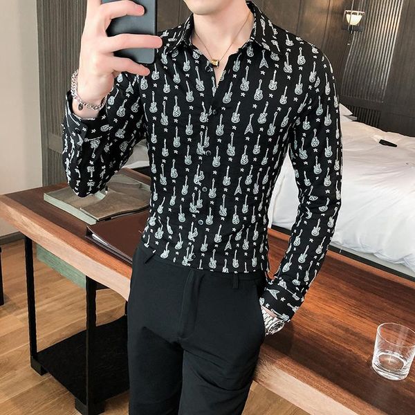 men's casual shirts british style fashion guitar print streetwear/club/prom/singer shirt men clothing 2021 spring long sleeve blouse ho, White;black
men's casual shirts british style fashion guitar print streetwear/club/prom/singer shirt men clothing 2021 spring long sleeve blouse ho, White;black
