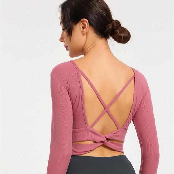 yoga outfits beauty back long-sleeved t-shirt cross strap sports fitness women with bra-padding gym shirt, White;red
yoga outfits beauty back long-sleeved t-shirt cross strap sports fitness women with bra-padding gym shirt, White;red