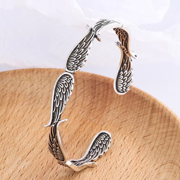 bangle fashion design angel wing bracelet retro silver plated open charm women's dinner dance party jewelry birthday gift, Black
bangle fashion design angel wing bracelet retro silver plated open charm women's dinner dance party jewelry birthday gift, Black